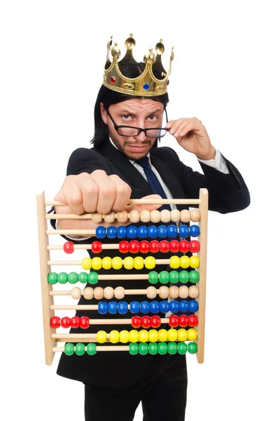 Funny man with calculator and abacus — Stock Photo, Image