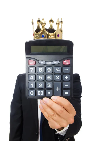 Funny man with calculator and abacus — Stock Photo, Image