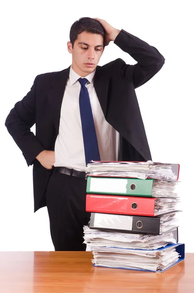 Zajęty biznesmen pod wpływem stresu pracy — Zdjęcie stockowe