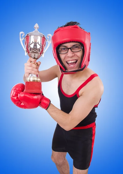 Funny boxer isolated on the blue background — Stock Photo, Image