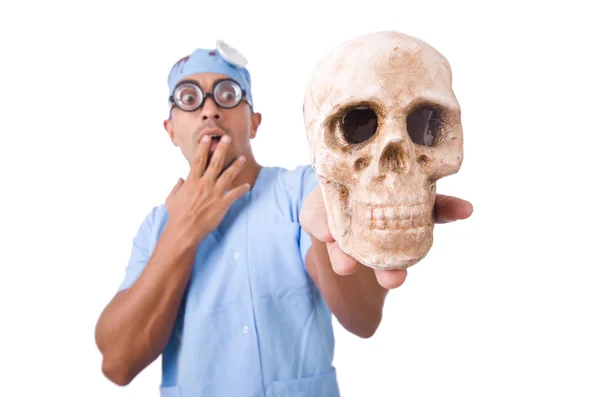 Grappige dokter geïsoleerd op wit — Stockfoto