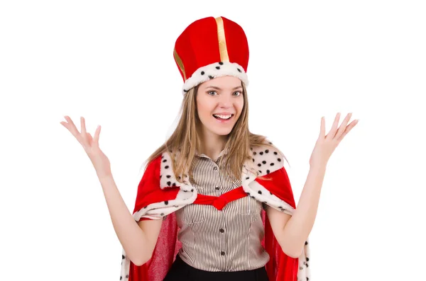 Businesslady draagt kroon geïsoleerd op wit — Stockfoto