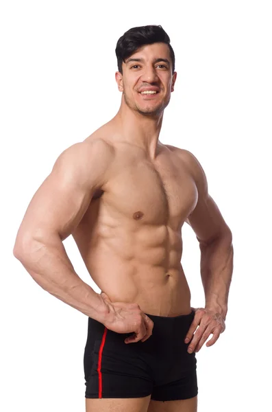 Hombre muscular aislado sobre el fondo blanco — Foto de Stock