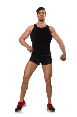 kaslı adam üzerinde beyaz izole