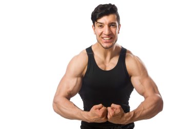 kaslı adam üzerinde beyaz izole