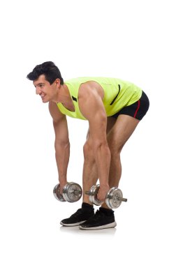kas yırtık vücut geliştirmeci dumbbells ile