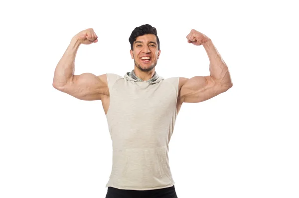 Homem muscular isolado no branco — Fotografia de Stock