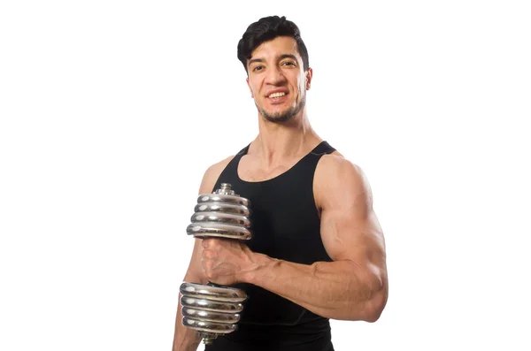 Hombre muscular aislado sobre el fondo blanco — Foto de Stock