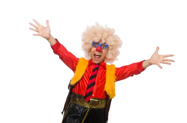 Buffo clown in divertente concetto isolato su bianco — Foto Stock