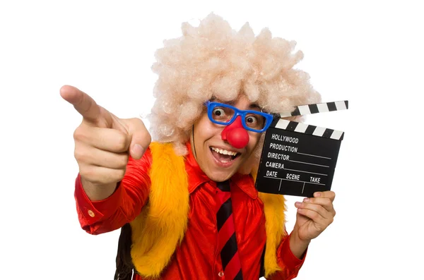 Grappige clown in leuk concept geïsoleerd op wit — Stockfoto