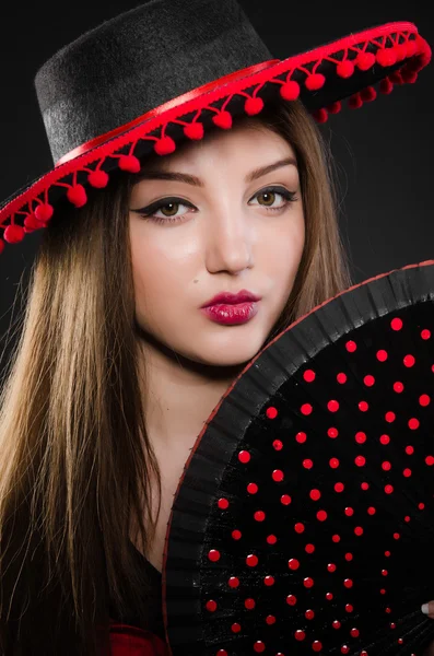 Woman with fan in fashion concept — Stock Photo, Image