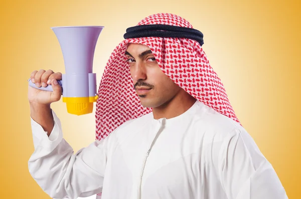 Arab man shouting through loudspeaker — Stock Photo, Image