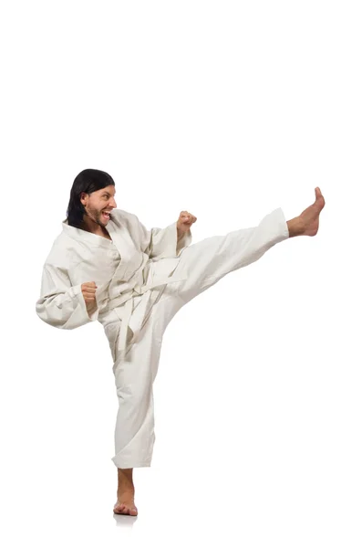 Karate-Kämpfer isoliert auf weiß — Stockfoto