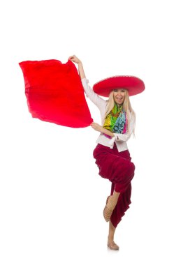 Beyaz tenli bir kadın.