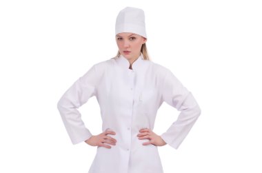 Beyaz tenli güzel bayan doktor.