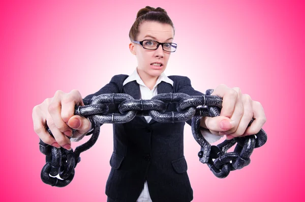 Woman with hands and handcuffs — Stock Photo, Image