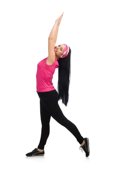 Woman doing exercises on white Stock Image