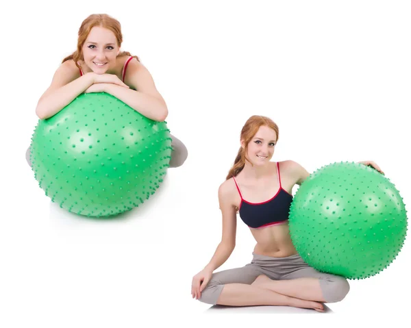 Set of photos with model and swiss ball — Stock Photo, Image