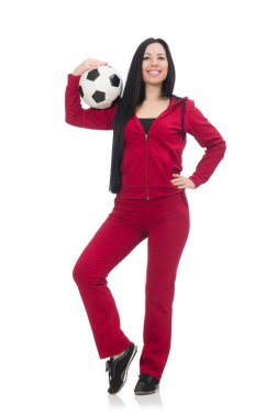 Futbol beyaz izole kadın