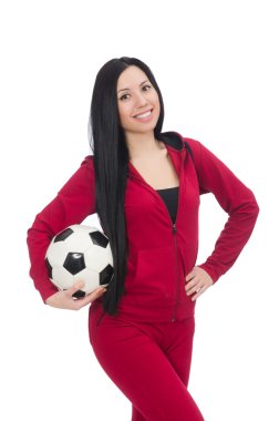 Futbol beyaz izole kadın