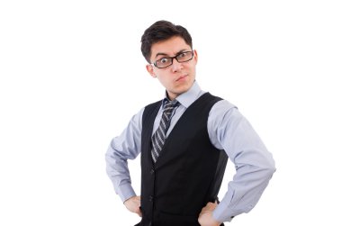 Genç çalışan beyazda izole edilmiş