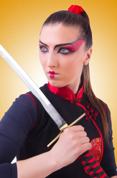 Woman in japanese martial art concept — Stock Photo, Image