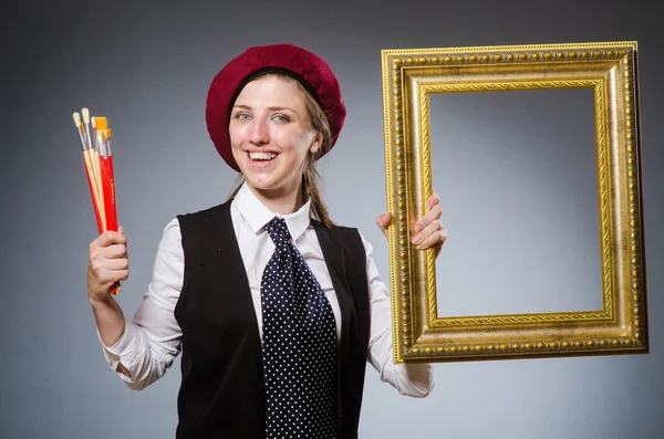 Funny artist working in the studio — Stock Photo, Image