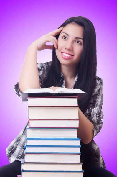 Menina estudante com livros — Fotografia de Stock