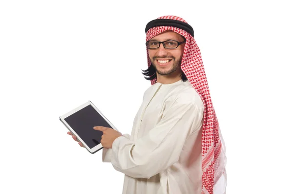 Арабські людина з книгою, ізольовані на білому — стокове фото