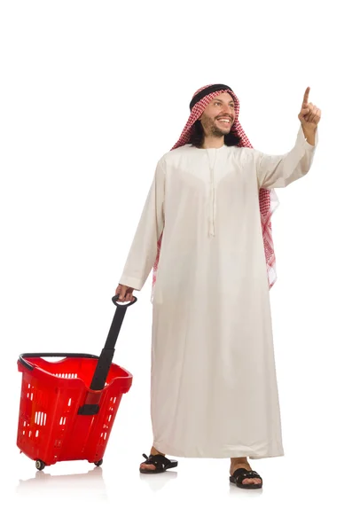 Arab man doing shopping isolated on white — Stock Photo, Image