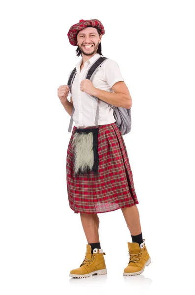 Scotsman gaande is een reis die geïsoleerd op wit — Stockfoto