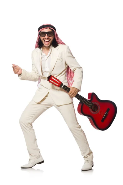 Araber mit Gitarre auf Weiß — Stockfoto