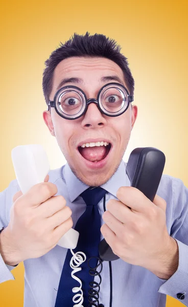 Crazy man with phone — Stock Photo, Image