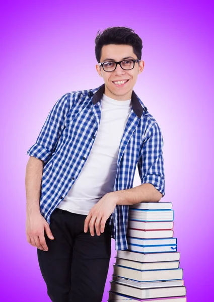 Student with lots of books — Stock Photo, Image