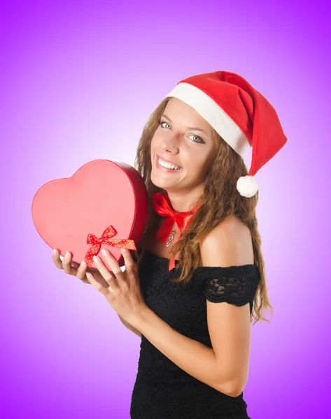 Young santa with giftbox — Stock Photo, Image