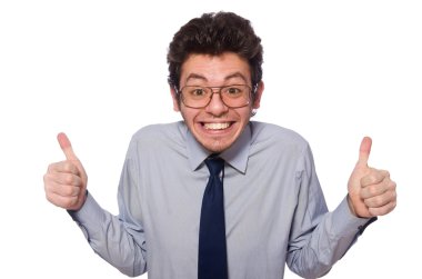 Genç çalışan beyazda izole edilmiş