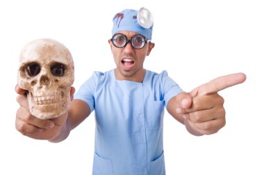 Beyaz tenli komik doktor.