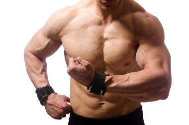 Beyaz arka plan üzerinde izole kas adam