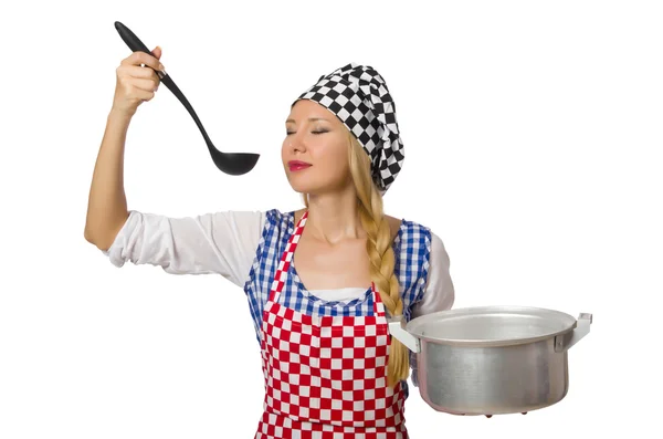 Woman cook isolated on the white background — Stock Photo, Image