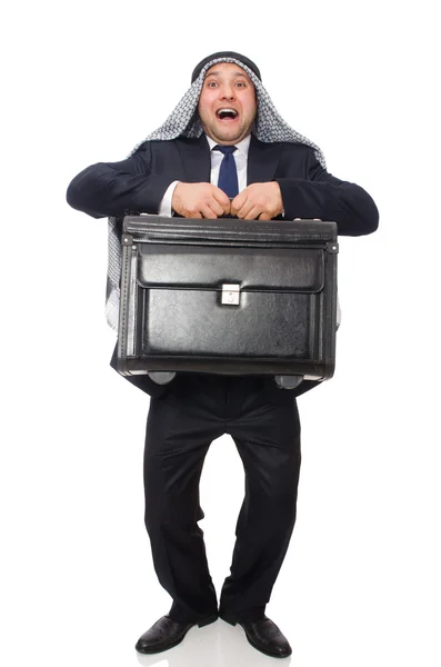 Hombre árabe con equipaje en blanco —  Fotos de Stock