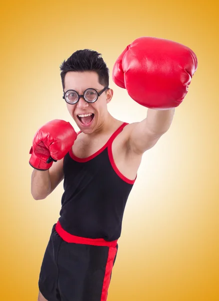 Funny boxer isolated on the yellow background — Stock Photo, Image