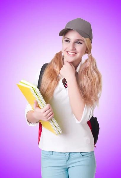 Menina estudante com livros — Fotografia de Stock