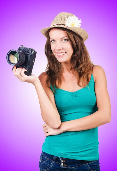 Attractive female photographer — Stock Photo, Image