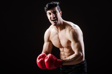 Boks konseptinde kaslı bir adam