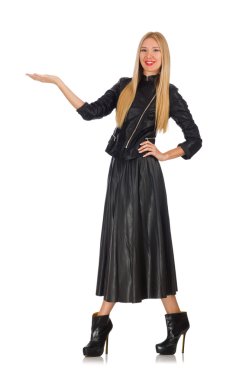 Sarışın beyaz izole leatner giyim