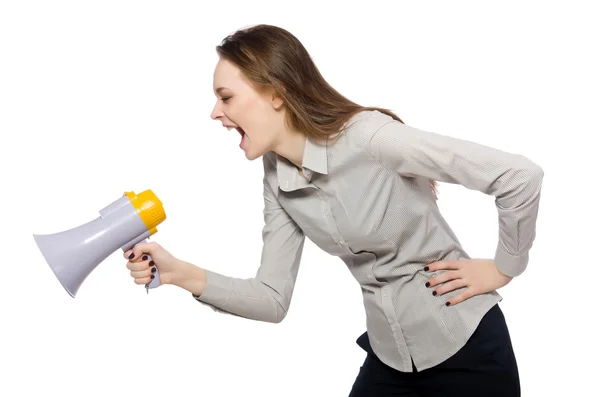 Mujer en concepto de negocio aislado en blanco — Foto de Stock