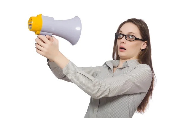 Mujer en concepto de negocio aislado en blanco — Foto de Stock