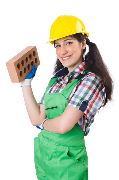 Kobiece robotnika w zielony kombinezon — Zdjęcie stockowe