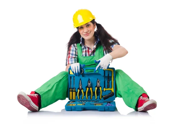 Lavoratrice in tuta verde — Foto Stock