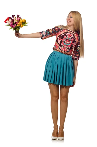 Mujer con flores — Foto de Stock